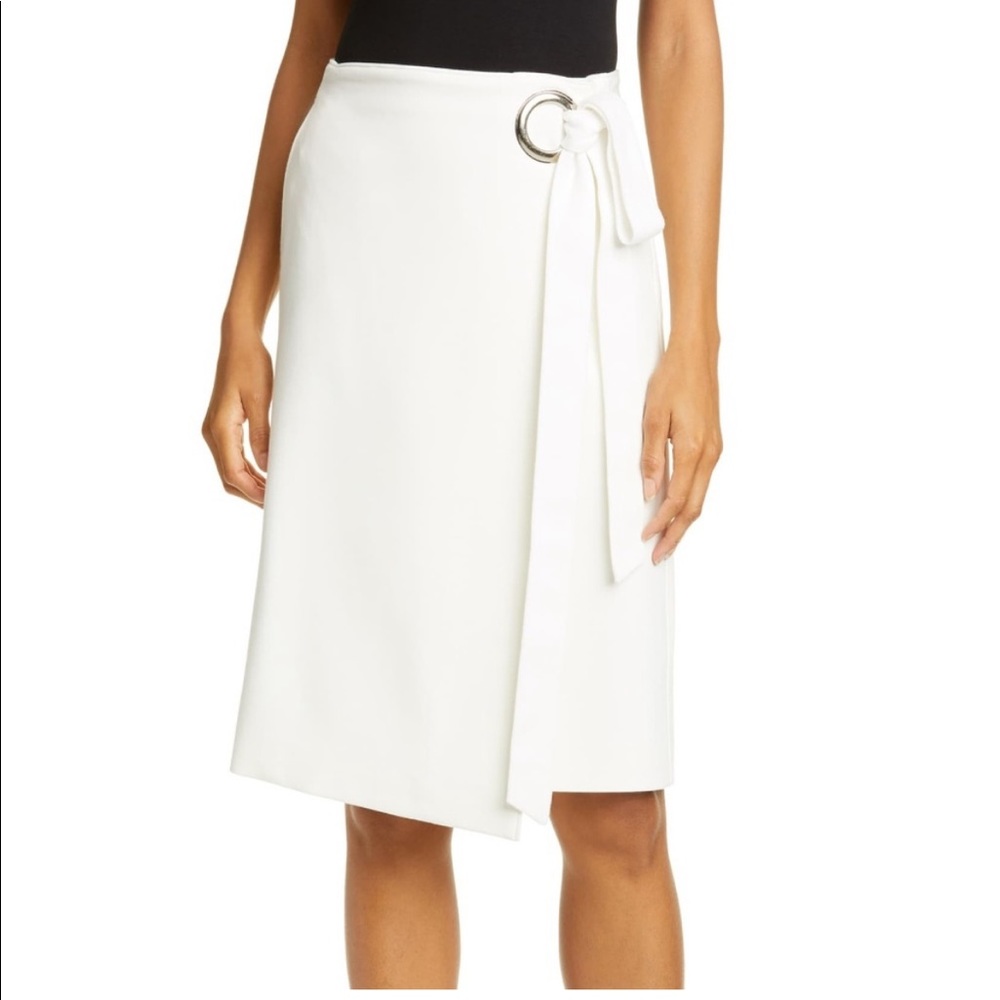 TIBI || Ivory Wrap Mid Length Skirt